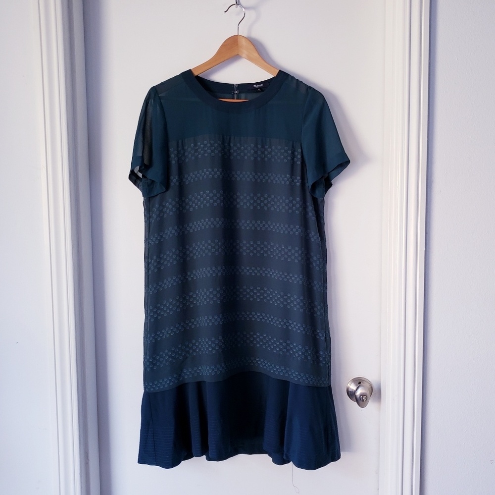 Madewell Zip Back Flounce Hem Dress Size M